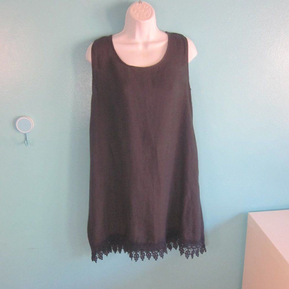 Navy Linen Sleeveless A-Line Dress Rosemarine Women’s Size S